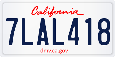 CA license plate 7LAL418