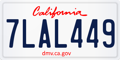 CA license plate 7LAL449