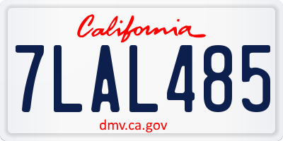 CA license plate 7LAL485