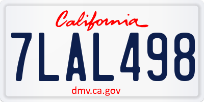 CA license plate 7LAL498