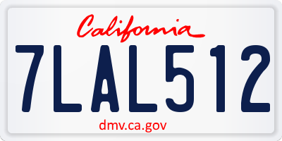 CA license plate 7LAL512
