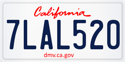 CA license plate 7LAL520