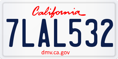 CA license plate 7LAL532