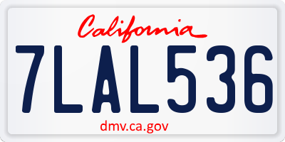 CA license plate 7LAL536