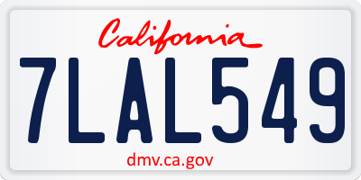 CA license plate 7LAL549