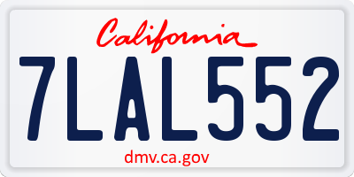 CA license plate 7LAL552