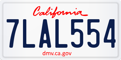 CA license plate 7LAL554