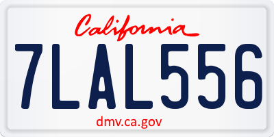CA license plate 7LAL556