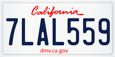 CA license plate 7LAL559