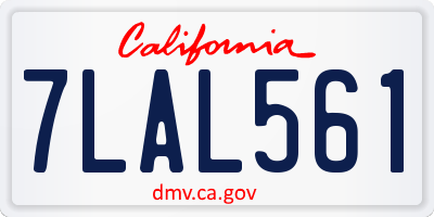 CA license plate 7LAL561