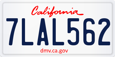 CA license plate 7LAL562
