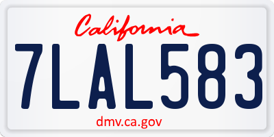 CA license plate 7LAL583