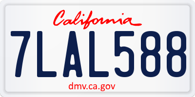 CA license plate 7LAL588