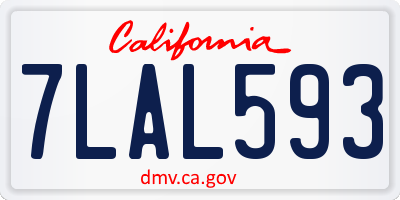 CA license plate 7LAL593