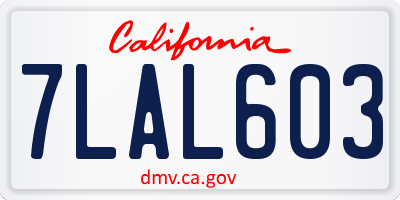 CA license plate 7LAL603