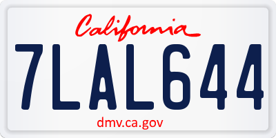 CA license plate 7LAL644