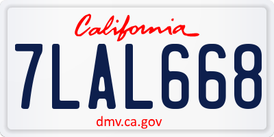 CA license plate 7LAL668