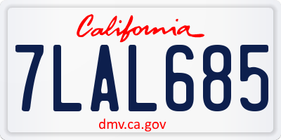 CA license plate 7LAL685