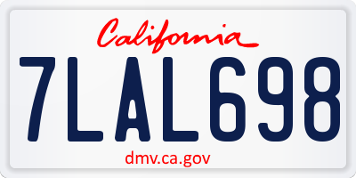 CA license plate 7LAL698