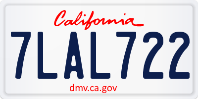 CA license plate 7LAL722