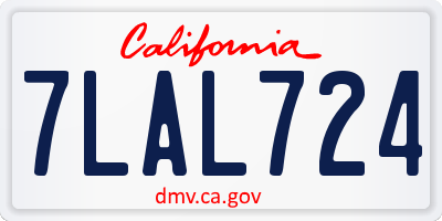CA license plate 7LAL724