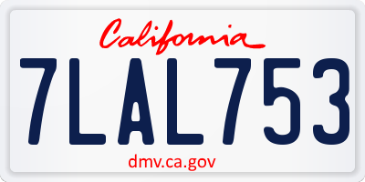 CA license plate 7LAL753