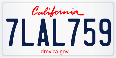 CA license plate 7LAL759