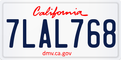 CA license plate 7LAL768