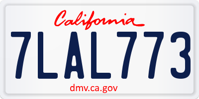 CA license plate 7LAL773