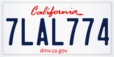 CA license plate 7LAL774