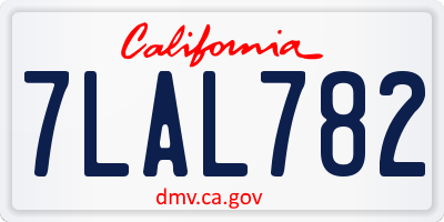 CA license plate 7LAL782
