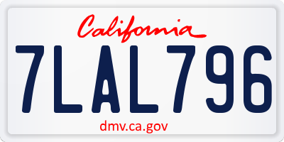 CA license plate 7LAL796