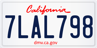 CA license plate 7LAL798