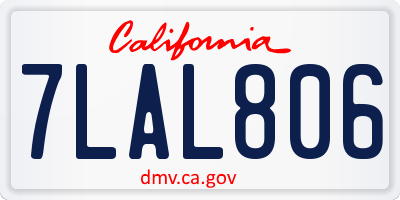 CA license plate 7LAL806