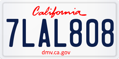 CA license plate 7LAL808