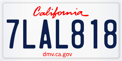 CA license plate 7LAL818