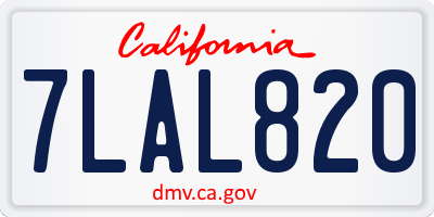 CA license plate 7LAL820