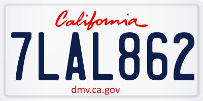 CA license plate 7LAL862