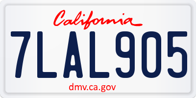 CA license plate 7LAL905