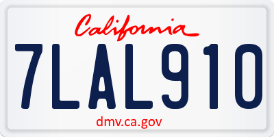 CA license plate 7LAL910