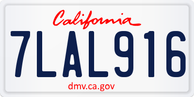 CA license plate 7LAL916