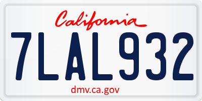 CA license plate 7LAL932