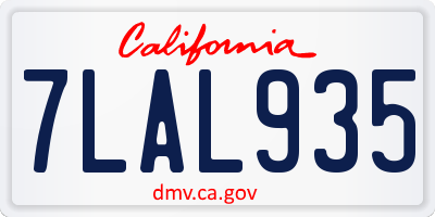 CA license plate 7LAL935