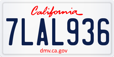 CA license plate 7LAL936