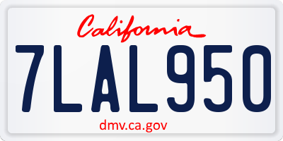 CA license plate 7LAL950