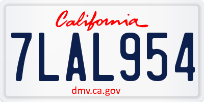 CA license plate 7LAL954