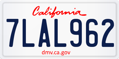 CA license plate 7LAL962