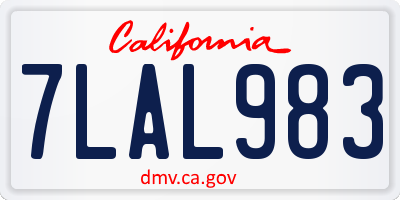 CA license plate 7LAL983