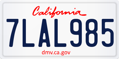 CA license plate 7LAL985