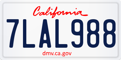 CA license plate 7LAL988